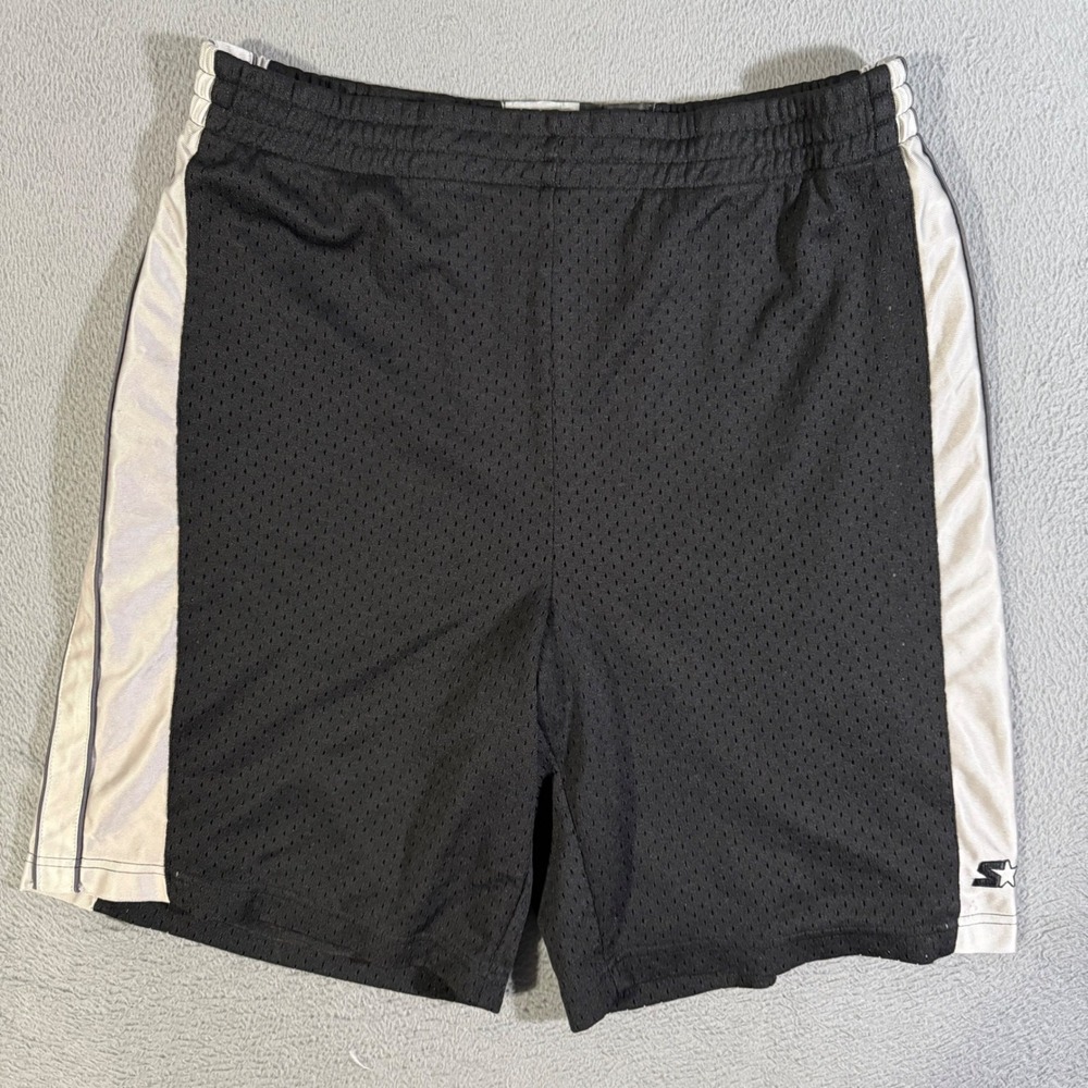 Vintage Starter Men's Black Mesh‎ Shorts Athletic Basketball Shorts Size Large